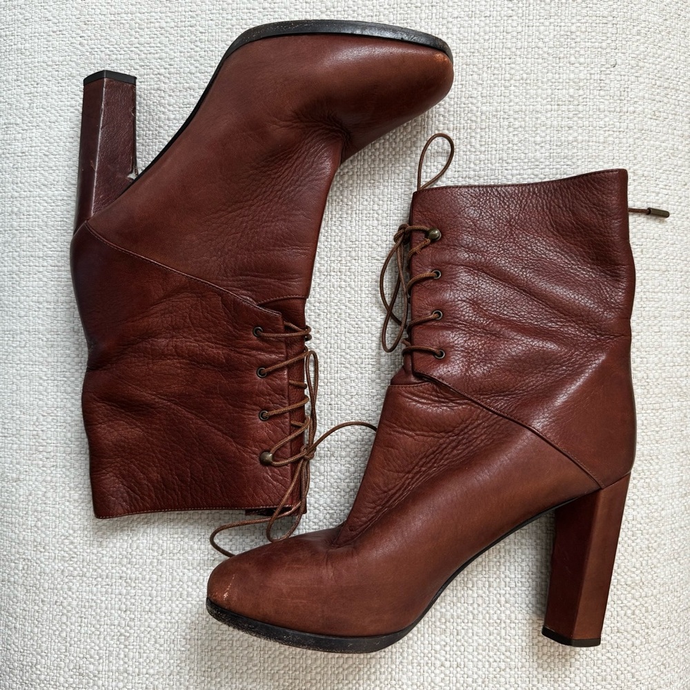 Diane Von Furstenberg Paden Lace Up Boots - Brown, Size 7